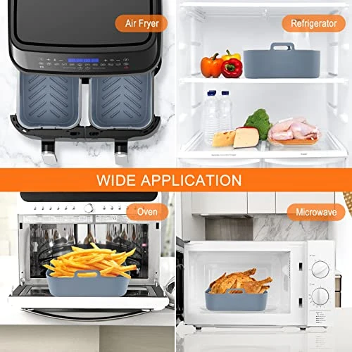 Number-one Air Fryer Silicone Pot For Ninja Foodi Dual DZ201, 2PCS Reusable Air Fryer Silicone Liners With Handles Heat Resistant Air Fryer Basket For Ninja 8 QT Food Safe Air Fryer Accessories, Grey 8 Number-one Air Fryer Silicone Pot For Ninja Foodi Dual DZ201, 2PCS Reusable Air Fryer Silicone Liners With Handles Heat Resistant Air Fryer Basket For Ninja 8 QT Food Safe Air Fryer Accessories, Grey - Image 6