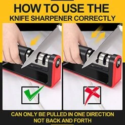 Small Manual 3 In 1 Stage Chef Kitchen Knife Knofe Sharpener Professional Handheld Sharpening Kit For All Pocket Knives, To Help Quickly Restore And Repair Polish Blades Sharper, Black -KitchenAid Shop 51l8SCfwXRL