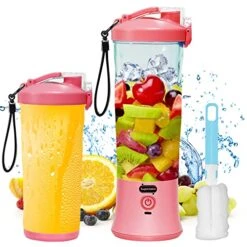 20 Oz Portable Blender USB Rechargeable, Supkitdin Waterproof Personal Blender For Shakes And Smoothies, With 6 Ultra-sharp Blades For Travel, Office & Sports (Red Pink)