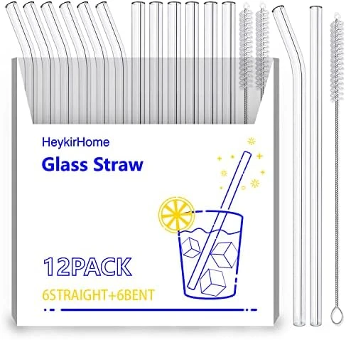 12-Pack Disposable Glass Straw,Size 8.5''x10 MM,Including 6 Straight And 6 Bent With 2 Cleaning Brush- Perfect For Smoothies, Tea, Juice 10 12-Pack Disposable Glass Straw,Size 8.5''x10 MM,Including 6 Straight And 6 Bent With 2 Cleaning Brush- Perfect For Smoothies, Tea, Juice - Image 8