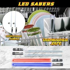LIGHTSABER CHOPSTICKS LIGHT UP STAR WARS LED Glowing Light Saber Chop Sticks REUSABLE Sushi Lightup Sabers Removable Handle Dishwasher Safe 8 Color Modes 1 Pair 12 LIGHTSABER CHOPSTICKS LIGHT UP STAR WARS LED Glowing Light Saber Chop Sticks REUSABLE Sushi Lightup Sabers Removable Handle Dishwasher Safe 8 Color Modes 1 Pair -KitchenAid Shop 51lQUCnmZoL