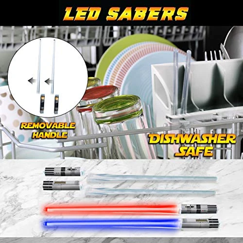 LIGHTSABER CHOPSTICKS LIGHT UP STAR WARS LED Glowing Light Saber Chop Sticks REUSABLE Sushi Lightup Sabers Removable Handle Dishwasher Safe 8 Color Modes 1 Pair 6 LIGHTSABER CHOPSTICKS LIGHT UP STAR WARS LED Glowing Light Saber Chop Sticks REUSABLE Sushi Lightup Sabers Removable Handle Dishwasher Safe 8 Color Modes 1 Pair - Image 4