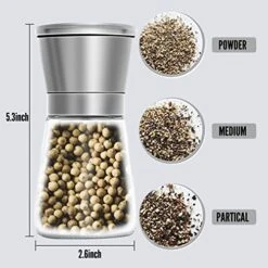 Pepper Grinder, Spice Mill With Ceramic Blades, Salt Grinder Refillable, Stainless Steel Dust Cover, Pepper Mill For Kitchen Or Outdoor Picnic (180ML) -KitchenAid Shop 51lWy5yoOkL