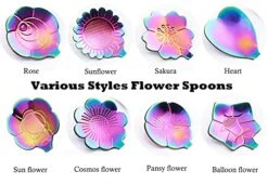 9 Pcs Flower Spoon Coffee Teaspoon Set, ESRISE Stainless Steel Tea Spoon Dessert Spoon, Cute Demitasse Scoop For Stirring Drink Mixing Milkshake Jam (Multi) -KitchenAid Shop 51lvDCORE6L
