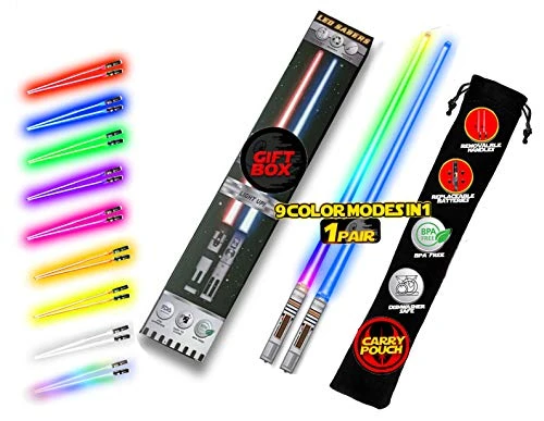 LIGHTSABER CHOPSTICKS LIGHT UP STAR WARS LED Glowing Light Saber Chop Sticks REUSABLE Sushi Lightup Sabers Removable Handle Dishwasher Safe 8 Color Modes 1 Pair 3 LIGHTSABER CHOPSTICKS LIGHT UP STAR WARS LED Glowing Light Saber Chop Sticks REUSABLE Sushi Lightup Sabers Removable Handle Dishwasher Safe 8 Color Modes 1 Pair
