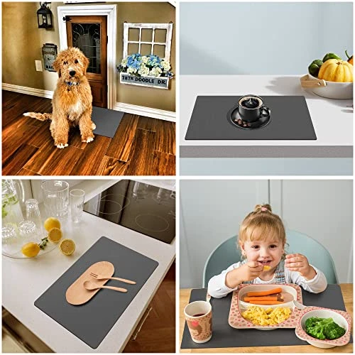 Coffee Mat For Pot Espresso Machine, Large Coffee Maker Mat For Countertops, Coffee Bar Accessories Under Appliance Mats, Golener Coffee Bar Mat, Thick Countertop Protector 25"x17"(Grey) 6 Coffee Mat For Pot Espresso Machine, Large Coffee Maker Mat For Countertops, Coffee Bar Accessories Under Appliance Mats, Golener Coffee Bar Mat, Thick Countertop Protector 25"x17"(Grey) - Image 4