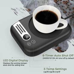 Mug Warmer&Coffee Mug Warmer With 3-TEM Settings, Coffee Warmer For Desk Auto Shut Off, Coffee Cup Warmer For Desk With Digital Display, Smart Cup Warmer For Coffee/Milk/Tea/Beverage/Chocolate