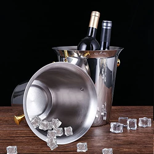 Champagne Ice Bucket With Stand,Wine Ice Bucket With Stand 201 Stainless Steel 5L Standing Ice Bucket 12Lb Hammered Tall Ice Bucket Stand For Party Bar Ktv Wedding Club Bbq Home (3Ft,Silver) 6 Champagne Ice Bucket With Stand,Wine Ice Bucket With Stand 201 Stainless Steel 5L Standing Ice Bucket 12Lb Hammered Tall Ice Bucket Stand For Party Bar Ktv Wedding Club Bbq Home (3Ft,Silver) - Image 4