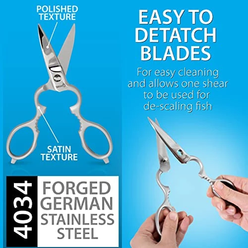 Heavy Duty Sharp Scissors - Forged Stainless Steel Separatable Kitchen Shears With Bottle Opener, Nut Cracker 8 Inch 4 Heavy Duty Sharp Scissors - Forged Stainless Steel Separatable Kitchen Shears With Bottle Opener, Nut Cracker 8 Inch - Image 2