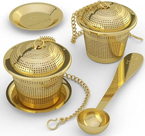 Oose Leaf Tea Infuser (Set Of 2) With Tea Scoop And Drip Dray By Apace - Ultra Fine Stainless Steel Strainer & Steeper For A Superior Brewing Experience 7 Oose Leaf Tea Infuser (Set Of 2) With Tea Scoop And Drip Dray By Apace - Ultra Fine Stainless Steel Strainer & Steeper For A Superior Brewing Experience - Image 5