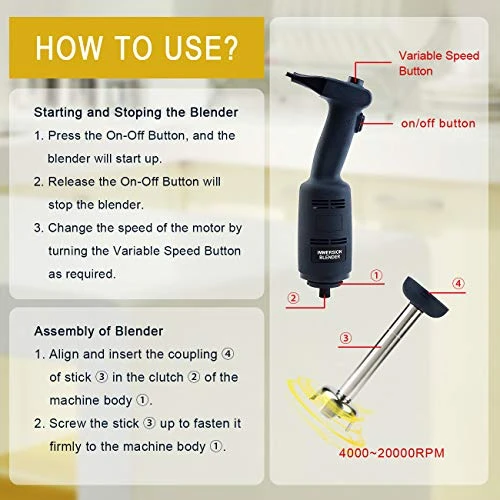 Pro Commercial Electric Big Stix Immersion Blender Hand Held Variable Speed Mixer 220 Watt Power With 6-Inch Removable Shaft, 6-Gallon Capacity(MW220S6) 6 Pro Commercial Electric Big Stix Immersion Blender Hand Held Variable Speed Mixer 220 Watt Power With 6-Inch Removable Shaft, 6-Gallon Capacity(MW220S6) - Image 4