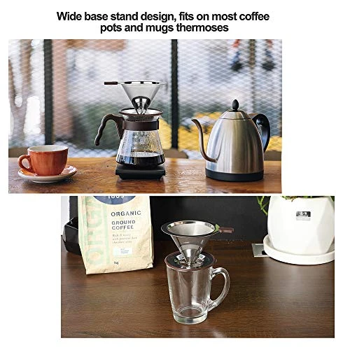 Ur Over Coffee Dripper,RealPero Coffee Filter Stainless Steel Paperless And Reusable,Professional Drip Brew Coffee Cone Strainer,Update Double Micro Mesh Filter With Cup Stand,1-2 Cup 6 Ur Over Coffee Dripper,RealPero Coffee Filter Stainless Steel Paperless And Reusable,Professional Drip Brew Coffee Cone Strainer,Update Double Micro Mesh Filter With Cup Stand,1-2 Cup - Image 4