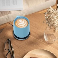 Auto On/Off Gravity-Induction Coffee Mug With Intelligent Temperature Control 113°F/45°C Cup Warmer Self-Heating With Wireless Charging Function Gifts For Home Office (Mug Included) Blue -KitchenAid Shop 51mQXbATP7L