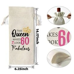 60th Birthday Gift For Women, 60th Female Milestone Birthday Gift, Party Wine Favor Bag, Wine Bag Gift, This Queen Makes 60 Look Fabulous -KitchenAid Shop 51mQzfkEOcL