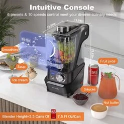 Professional Blender For Kitchen Quiet: Vacuum Commercial Blender For Shakes And Smoothies - 56oz Industrial Countertop Blenders - 1500W High Power Smoothie Blender With Shield, 29015 (56 Oz) -KitchenAid Shop 51mbbhas9sL 1