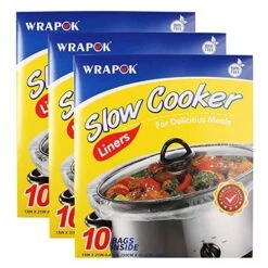 Slow Cooker Liners Kitchen Disposable Cooking Bags BPA Free For Oval Or Round Pot, Large Size 13 X 21 Inch, Fits 3 To 8.5 Quarts - 3 Pack (30 Bags Total)