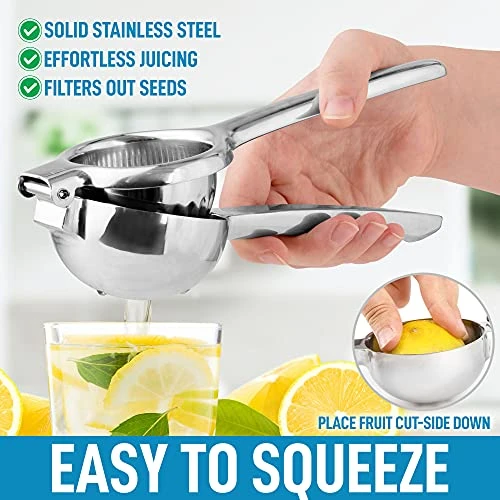 Lemon Squeezer Stainless Steel With Premium Heavy Duty Solid Metal Squeezer Bowl And Food Grade Silicone Handles - Large Manual Citrus Press Juicer And Lime Squeezer Stainless Steel 4 Lemon Squeezer Stainless Steel With Premium Heavy Duty Solid Metal Squeezer Bowl And Food Grade Silicone Handles - Large Manual Citrus Press Juicer And Lime Squeezer Stainless Steel - Image 2