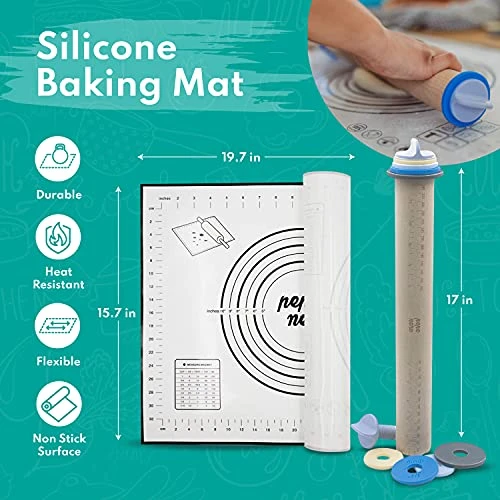 Adjustable Wood Rolling Pin Set – Rolling Pin With Thickness Rings – Cookie Rolling Pin - Pastry Cutter- Pasta Pizza Dough Fondant Roller – Best Rolling Pin - Baking Supplies - Dough Cutter 4 Adjustable Wood Rolling Pin Set – Rolling Pin With Thickness Rings – Cookie Rolling Pin - Pastry Cutter- Pasta Pizza Dough Fondant Roller – Best Rolling Pin - Baking Supplies - Dough Cutter - Image 2