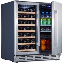 Beer Fridge, Wine And Beverage Refrigerator, 30 Inch Under Counter Wine Fridge, Built In Dual Zone W/ 33 Bottles And 104 Cans Capacity