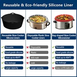 Low Cooker Liners, Compatible With Crock Pot 7QT Oval Slow Cooker, Reusable & Easy To Clean Dishwasher Safe Silicone Cooker Liner For 7 Quart Crock Pot -KitchenAid Shop 51n2JZbUC1L