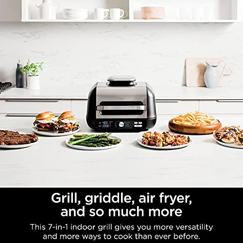 Ninja IG601 Foodi XL 7-in-1 Indoor Grill Combo, Use Opened Or Closed, Air Fry, Dehydrate & More, Pro Power Grate, Flat Top Griddle, Crisper, Black, 4 Quarts 3 Ninja IG601 Foodi XL 7-in-1 Indoor Grill Combo, Use Opened Or Closed, Air Fry, Dehydrate & More, Pro Power Grate, Flat Top Griddle, Crisper, Black, 4 Quarts