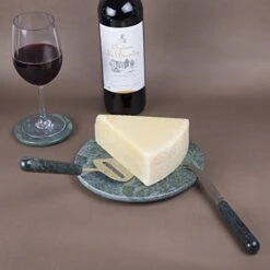 Genuine Green Marble 2 Piece Serving Set With Solid Marble Handle Includes Stainless Steel Cutter Slicer And Cheese Knife, 3" W X 9" L, Green -KitchenAid Shop 51n4qbCR1KL