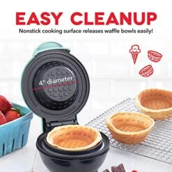 Dash Mini Waffle Bowl Maker For Breakfast, Burrito Bowls, Ice Cream And Other Sweet Deserts, Recipe Guide Included - Aqua 15 Dash Mini Waffle Bowl Maker For Breakfast, Burrito Bowls, Ice Cream And Other Sweet Deserts, Recipe Guide Included - Aqua -KitchenAid Shop 51nJVhl3BgL