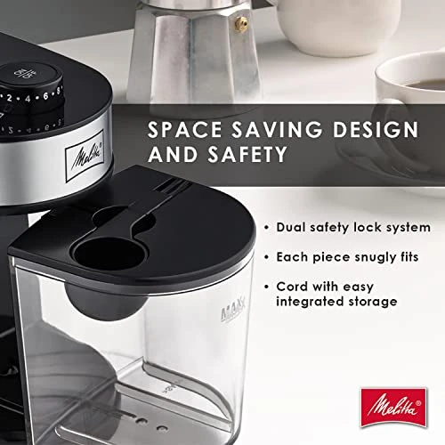 Melitta Molino Flat Burr Coffee Grinder | Whole Bean Grinder | Easy Clean & Assembly | Safety Lock Feature | Capacity: 8 Oz (225 G)/14 Cups 5 Melitta Molino Flat Burr Coffee Grinder | Whole Bean Grinder | Easy Clean & Assembly | Safety Lock Feature | Capacity: 8 Oz (225 G)/14 Cups - Image 3