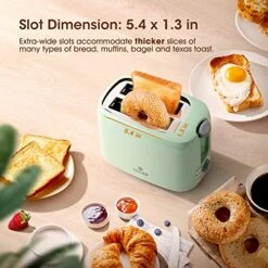 ILER 2 Slice Toaster, 1.3 Inches Wide Slot Bagel Toaster With 7 Shade Settings And Double Side Baking, Compact Bread Toaster With Removable Crumb Tray, Defrost Cancel Function Green -KitchenAid Shop 51nVj79hIfL