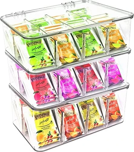 Utopia Home (3 Pack) Tea Bag Organizer - Stackable Tea Bag Storage Organizer With Clear Top Lid- Tea Bag Holder For Counter Tops, Kitchen Cabinets, Pantry, Sweeteners (Clear) 13 Utopia Home (3 Pack) Tea Bag Organizer - Stackable Tea Bag Storage Organizer With Clear Top Lid- Tea Bag Holder For Counter Tops, Kitchen Cabinets, Pantry, Sweeteners (Clear) - Image 11