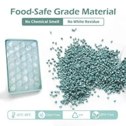 Ice Cube Tray, Circle Ball Ice Trays For Freezer With Lid & Bin, Circle Ice Mold Making 66 X 1.0IN Small Ice Balls,Sphere Ice Makers With Ice Buckets Tongs & Scoop (Blue) -KitchenAid Shop 51nhofeTu7L 1