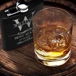 Et Of 6, Groomsmen Gifts For Wedding | Personalized Groomsmen Flasks W/Optional Gift Box, Bachelor Party Team, 6 Oz. Custom Engraved Hip Flasks For Best Man And Groomsman Proposal #3 -KitchenAid Shop 51np58MHLTS