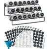 GONGSHI 3 Tier Cabinet Spice Rack Organizer With 21 Empty Glass Spice Jars (4oz), 386 Spice Labels, Chalk Marker And Funnel For Pantry Cupboard Or Countertop, Black -KitchenAid Shop 51nqT3CUa3S