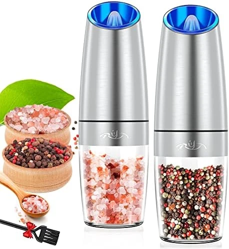 Gravity Electric Salt Ginder Pepper Grinder, Automatic Pepper And Salt Mill Grinder Battery-Operated With Adjustable Coarseness, LED Light, One Hand Operated 7 Gravity Electric Salt Ginder Pepper Grinder, Automatic Pepper And Salt Mill Grinder Battery-Operated With Adjustable Coarseness, LED Light, One Hand Operated - Image 5