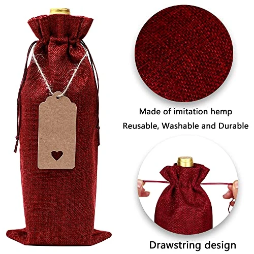 18 Pcs Burlap Wine Gift Bags Wine Bottle Bags For Gifts Drawstring Reusable Xmas Wine Bottle Covers For Wedding Birthday Holiday Party Home Storage Table Decor 4 18 Pcs Burlap Wine Gift Bags Wine Bottle Bags For Gifts Drawstring Reusable Xmas Wine Bottle Covers For Wedding Birthday Holiday Party Home Storage Table Decor - Image 2