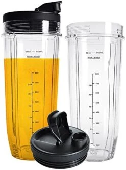 Nutri Ninja 32OZ Replacement Cups,QT 2Packs Nutri Ninja Replacement Cups With Sip & Seal Lids,950ML(32oz) Measuring Scale Cup Mug, FIT FOR Nutri Ninja Auto IQ Series Blenders -KitchenAid Shop 51oF8KssGJL. AC