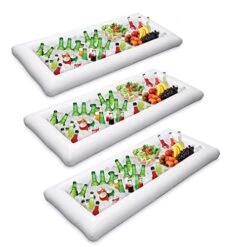 3 Packs Inflatable Pool Table Serving Bar - Large Buffet Tray Server With Drain Plug - Keep Your Salads & Beverages Ice Cold - For Parties Indoor & Outdoor Use Bar Party Accessories