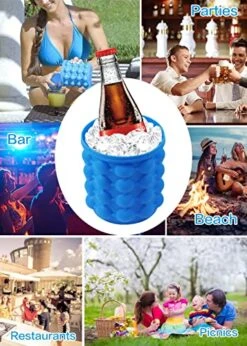 Ice Cube Mold Ice Cube Trays, New 3D Ice Cubes Maker(2 In 1), Large Cylindrical Silicone Ice Bucket For Frozen Cocktail, Beverages And More - Blue -KitchenAid Shop 51oMBnlmphL