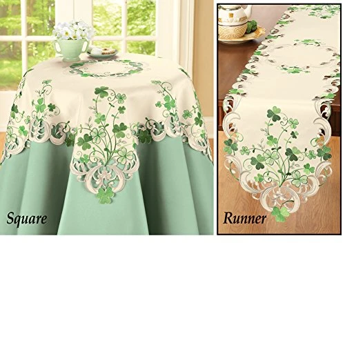 Mbroidered Irish Shamrock Table Linens, Runner 5 Mbroidered Irish Shamrock Table Linens, Runner - Image 3