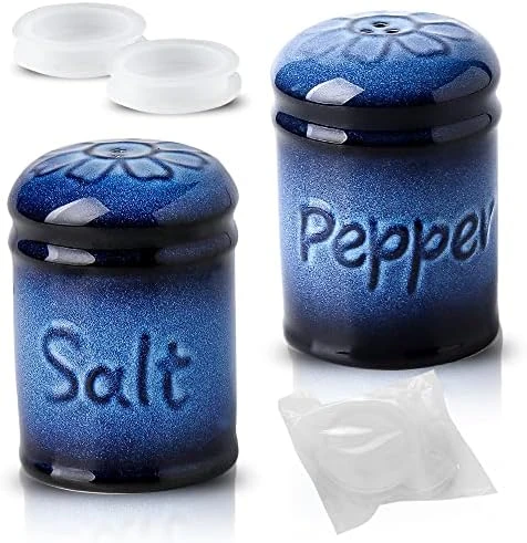 Ceramic Cute Salt And Pepper Shakers Set: 2.6 Inch Salt And Pepper Set/Sugar Salt Shaker With Handle For Counter -Resist Rusting Seasoning Shaker -Elegant Black & Blue (Set Of 2) 12 Ceramic Cute Salt And Pepper Shakers Set: 2.6 Inch Salt And Pepper Set/Sugar Salt Shaker With Handle For Counter -Resist Rusting Seasoning Shaker -Elegant Black & Blue (Set Of 2) - Image 10