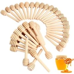 51 PCS Honey Dipper, 3 Inch Mini Wooden Honeycomb Sticks, Small Honey Stirrer Stick, Honey Sticks For Honey Jar Dispense Drizzle Honey And Wedding Party Favors Gift