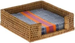 OUBOO La Jolla Rattan Napkin Holder, 7.5 Inches X 7.5 Inches X 2.5 Inches, Honey Brown -KitchenAid Shop 51or7pxzEtL. AC