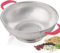 5 Qt Colander 18/8 Stainless Steel Colander Silicone Handle Easy Grip Micro-Perforated Strainer Heavy Duty And Self-draining Solid Ring Base BPA Free Dishwasher Safe - Black -KitchenAid Shop 51owif2zm7L. AC