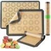 Silicone Baking Mats-Non Stick Cookie Sheet Macaron Mat Liner For Bake Pans & Rolling,Perfect Bakeware For Bread Making Pastry Cake Brioche Pizza Thick/BPA Free Set (2 Half Sheets &1 Quarter Sheet) -KitchenAid Shop 51ozQ3gYhPL