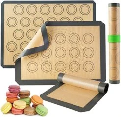 Silicone Baking Mats-Non Stick Cookie Sheet Macaron Mat Liner For Bake Pans & Rolling,Perfect Bakeware For Bread Making Pastry Cake Brioche Pizza Thick/BPA Free Set (2 Half Sheets &1 Quarter Sheet) -KitchenAid Shop 51ozQ3gYhPL. AC