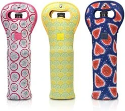 Wine Tote Carrier Bag With Magnetic Handle Clasp From Made Easy Kit Neoprene Champagne Bottle Protective Travel Or Gift Bag - Set Of 3 (Floral Patterns) -KitchenAid Shop 51pBL7GCGaL. AC