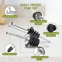 17oz Olive Oil Dispenser Bottle Set With Stainless Steel Holder Rack - 500ml Glass Oil & Vinegar Cruet With No-drip Pourers, Funnel, And Labels - Dark Green & Brown -KitchenAid Shop 51pBwvovE8L 1