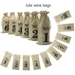 10pcs Jute Wine Bags, 14 X 6 1/4 Inches Hessian Numbered Wine Bottle Gift Bags With Drawstring For Blind Wine Tasting (Brown) -KitchenAid Shop 51pKJmW6cnL
