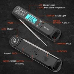 Digital Meat And Food Thermometer For Cooking And Grilling, Waterproof Instant-Read Cooking Thermometer, Kitchen Probe Thermometer For Baking, Roasting, Smoking, Deep Frying (Black) -KitchenAid Shop 51pMuNNUEdL