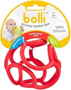 Teething Ring Tactile Sensory Ball Toy For Babies & Kids - Stretchy, Soft Non-Toxic Silicone - Ages 3 Months And Up - Red -KitchenAid Shop 51pUfPWfmeL. AC